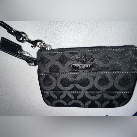Coach Signature Black Monogram Wristlet Wallet - Picture 6 of 8